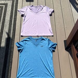 Under Armour Lavender and Sky Blue V-Neck Tees